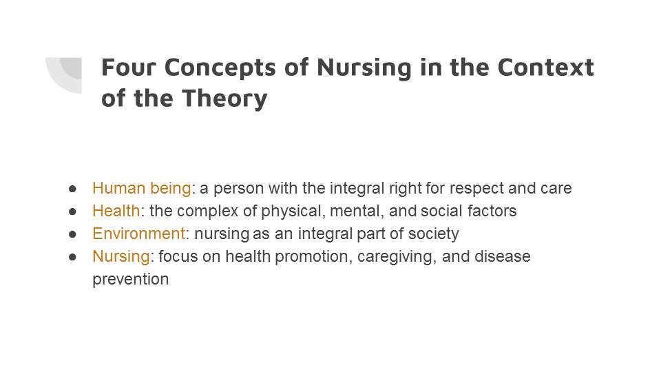 Four Concepts of Nursing in the Context of the Theory