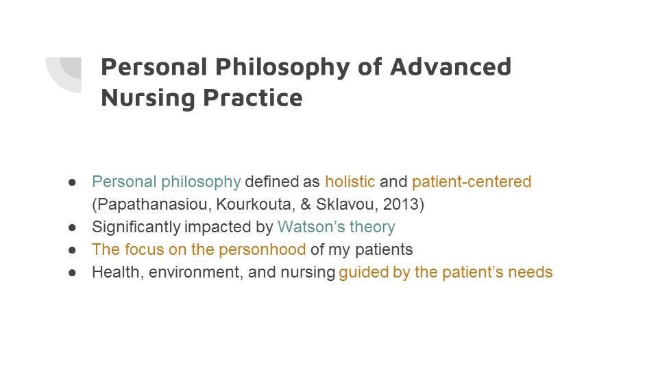 Personal Philosophy of Advanced Nursing Practice