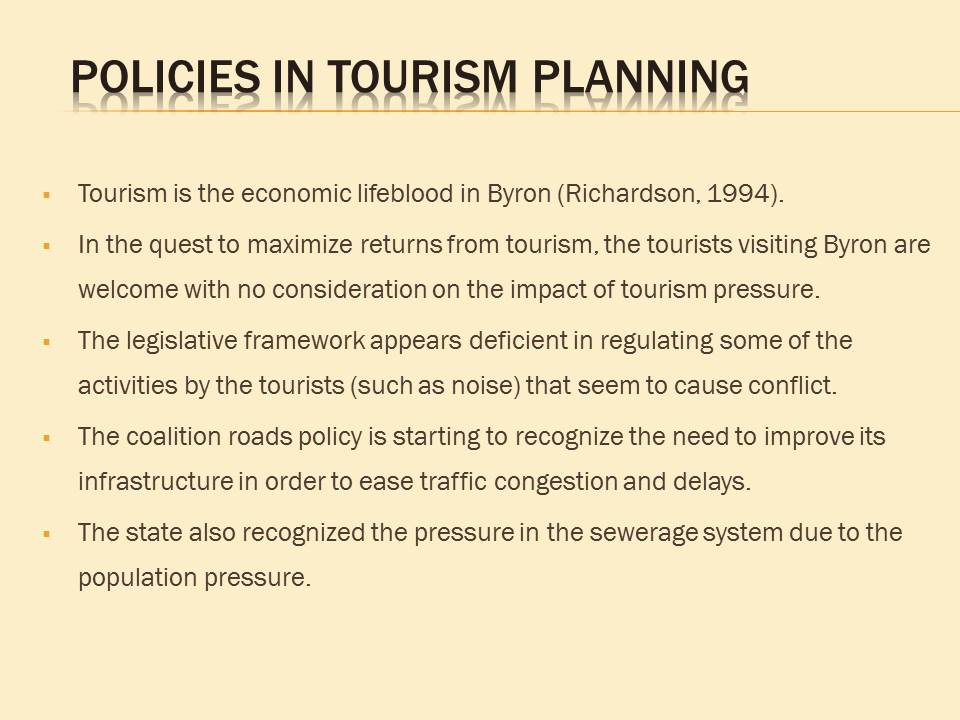 Policies in tourism planning