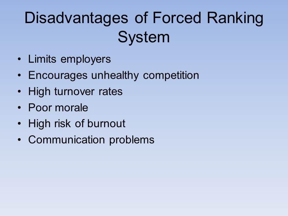 Disadvantages of Forced Ranking System