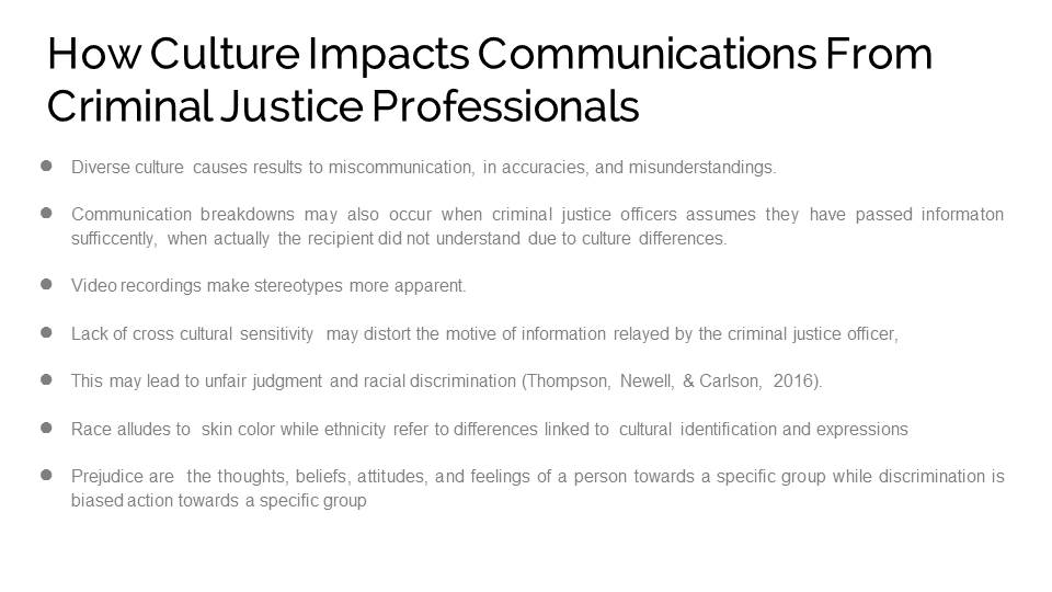 How Culture Impacts Communications From Criminal Justice Professionals