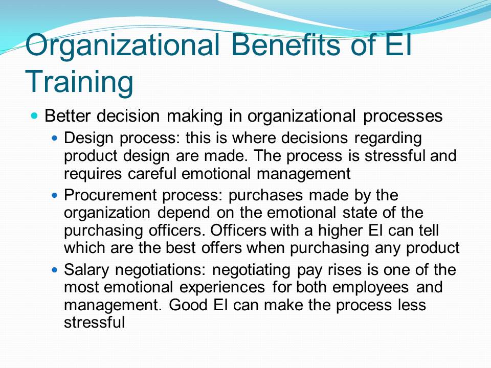 Organizational Benefits of EI Training