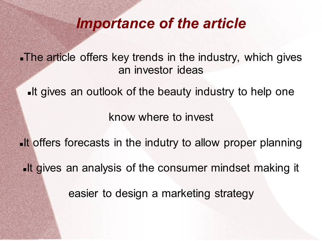 Importance of the article