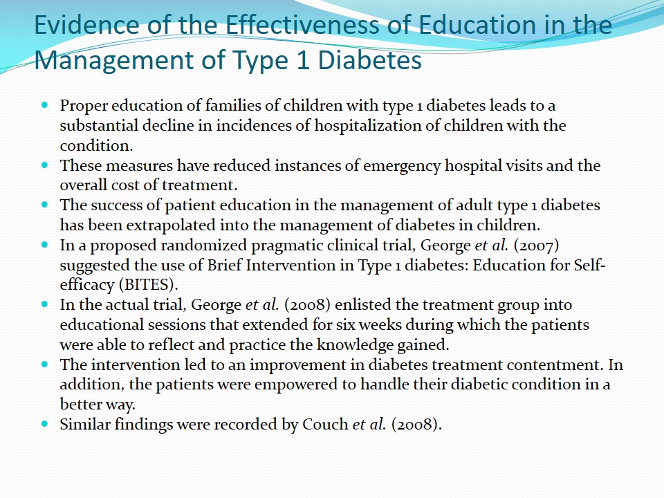 Evidence of the Effectiveness of Education in the Management of Type 1 Diabetes