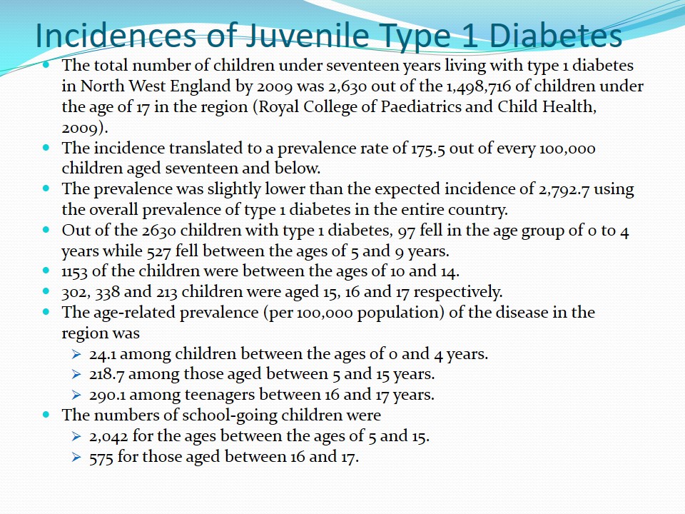 Incidences of Juvenile Type 1 Diabetes