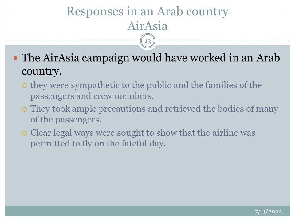 Responses in an Arab country AirAsia