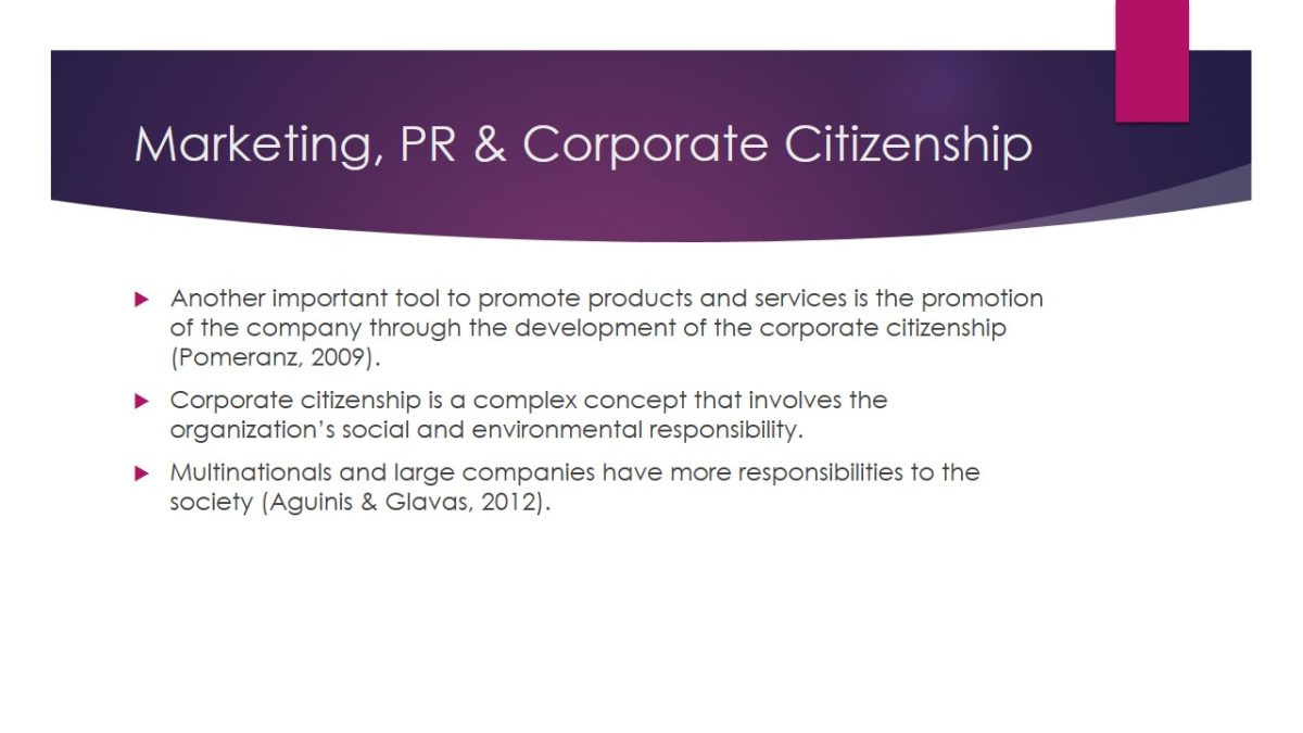 Marketing, PR & Corporate Citizenship