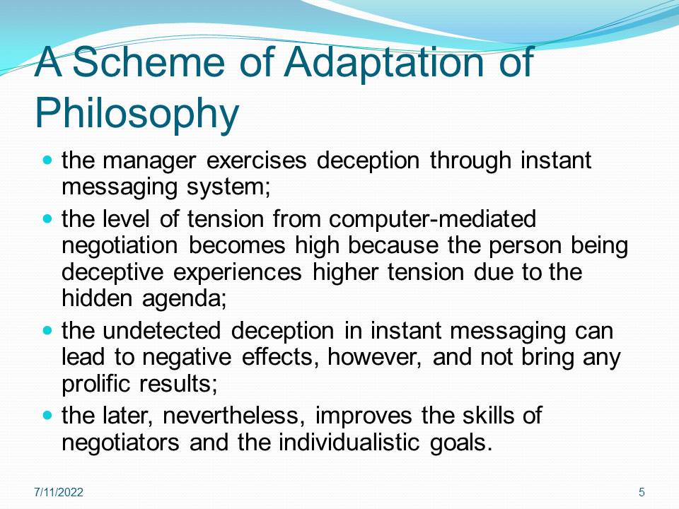 A Scheme of Adaptation of Philosophy
