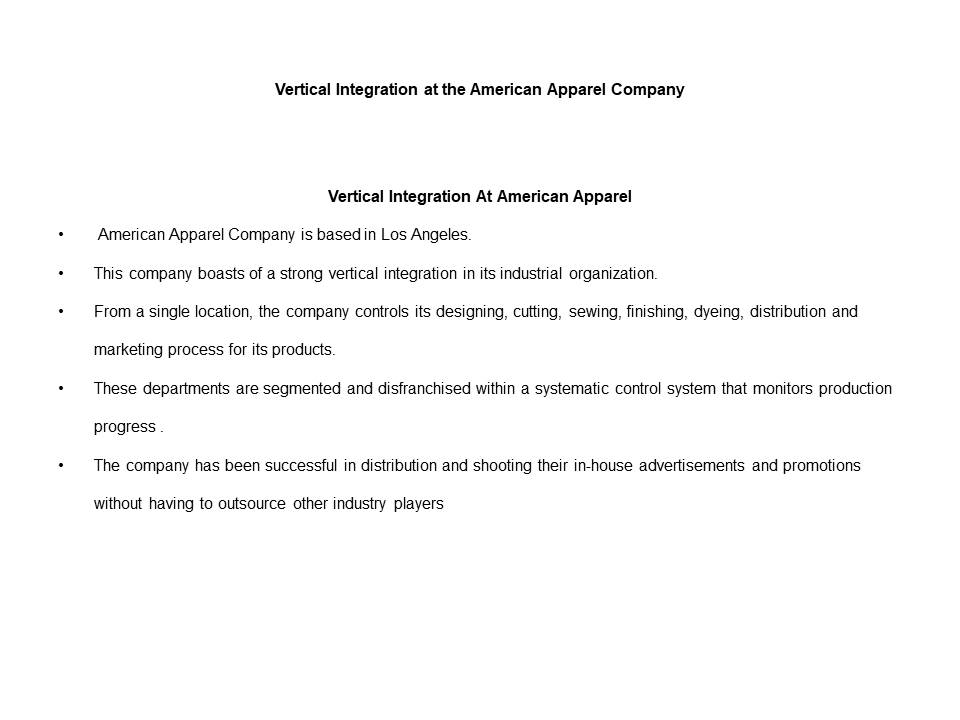 Vertical Integration at the American Apparel Company