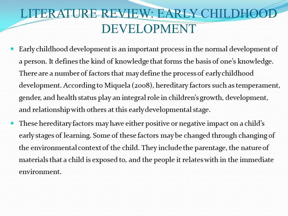 Literature review Early childhood development