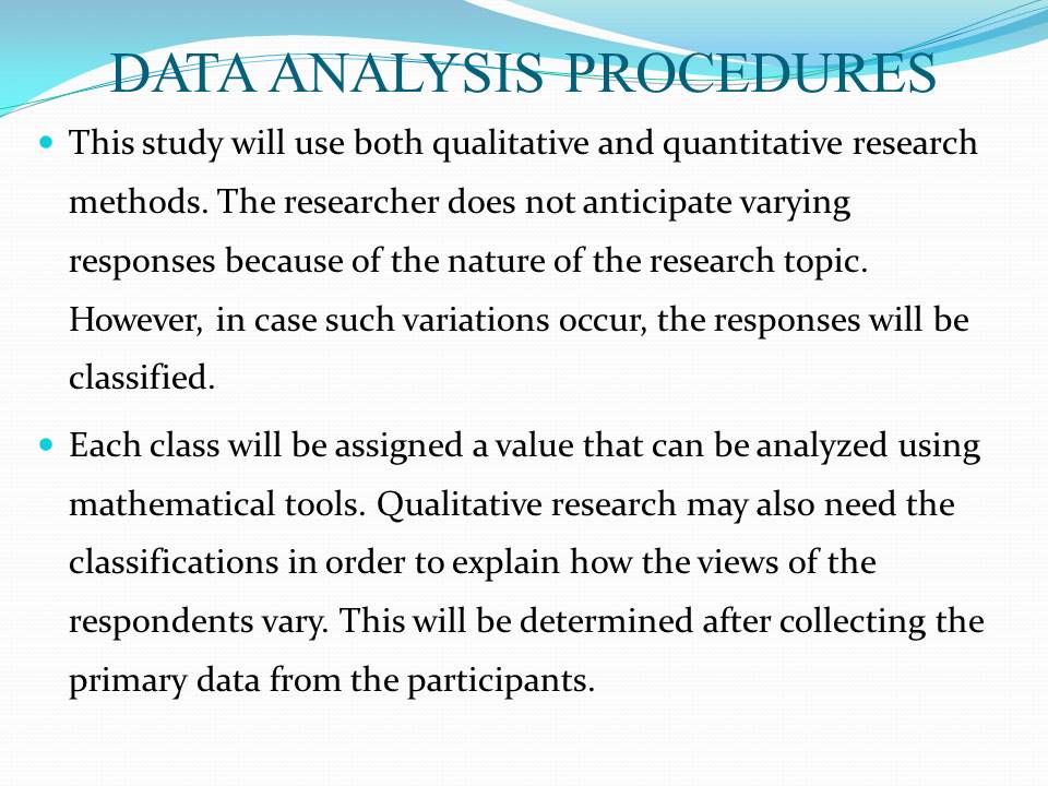 Data analysis procedures