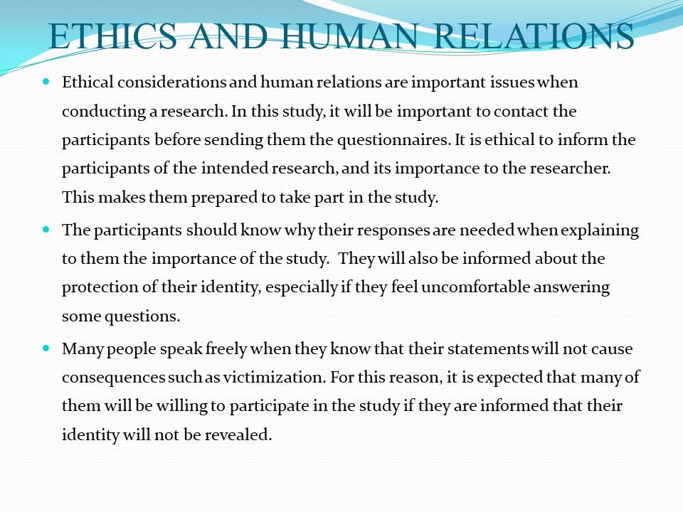 Ethics and human relations