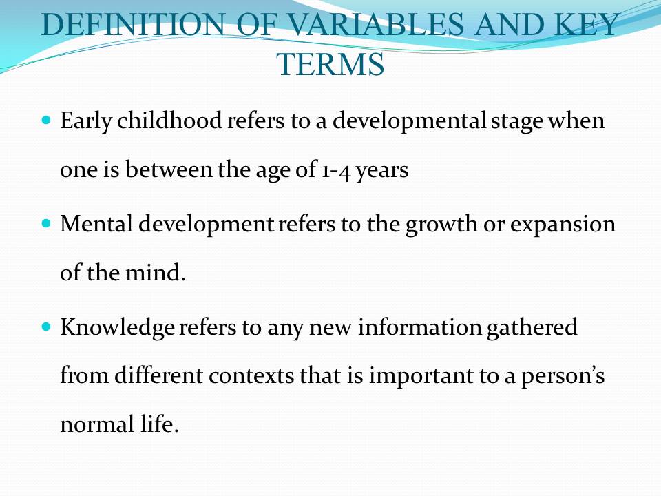 Definition of variables and key terms