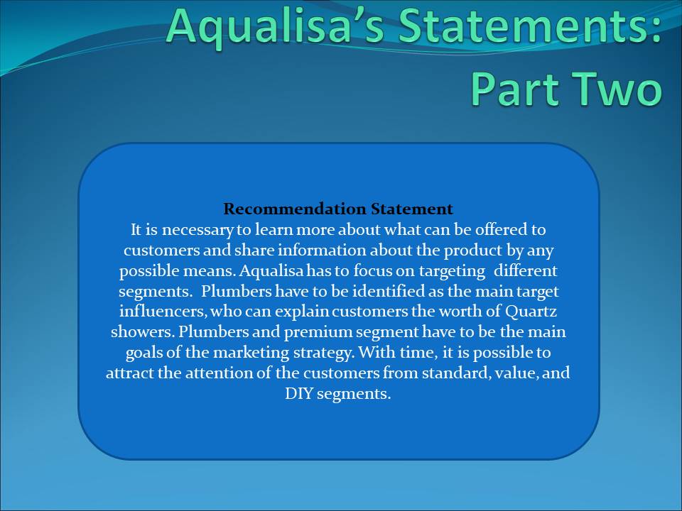 Aqualisa’s Statements: Part Two