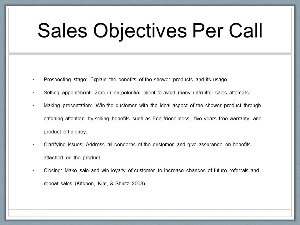 Sales Objectives Per Call