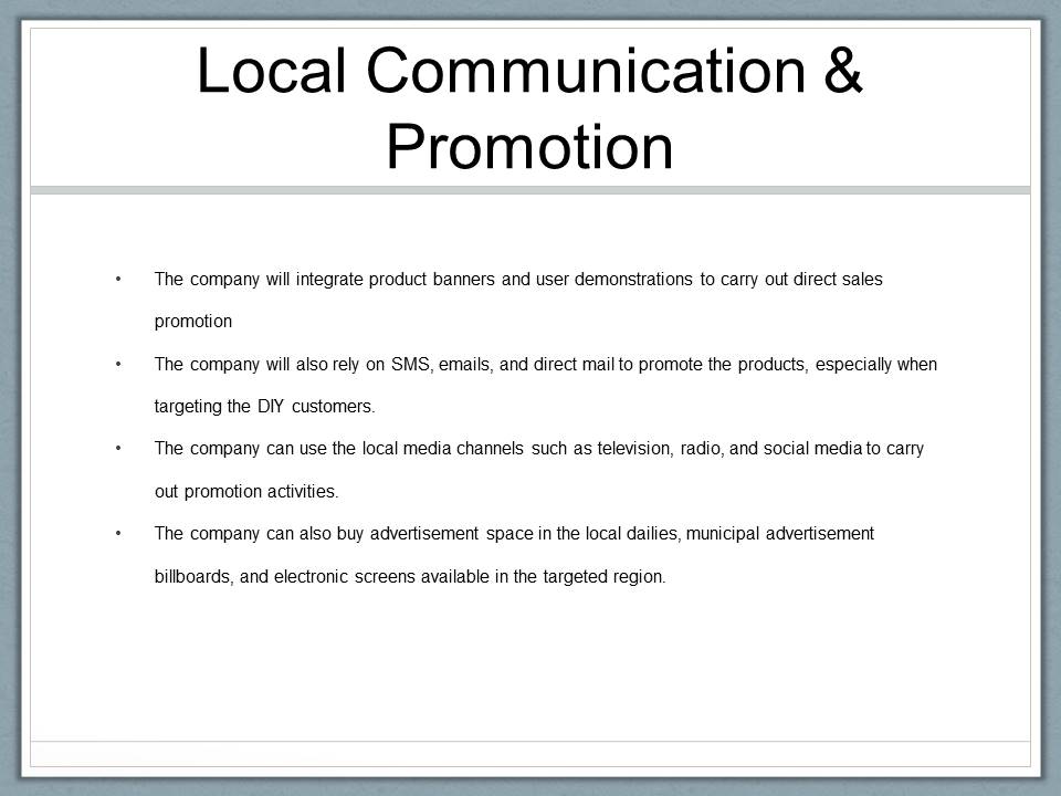 Local Communication & Promotion