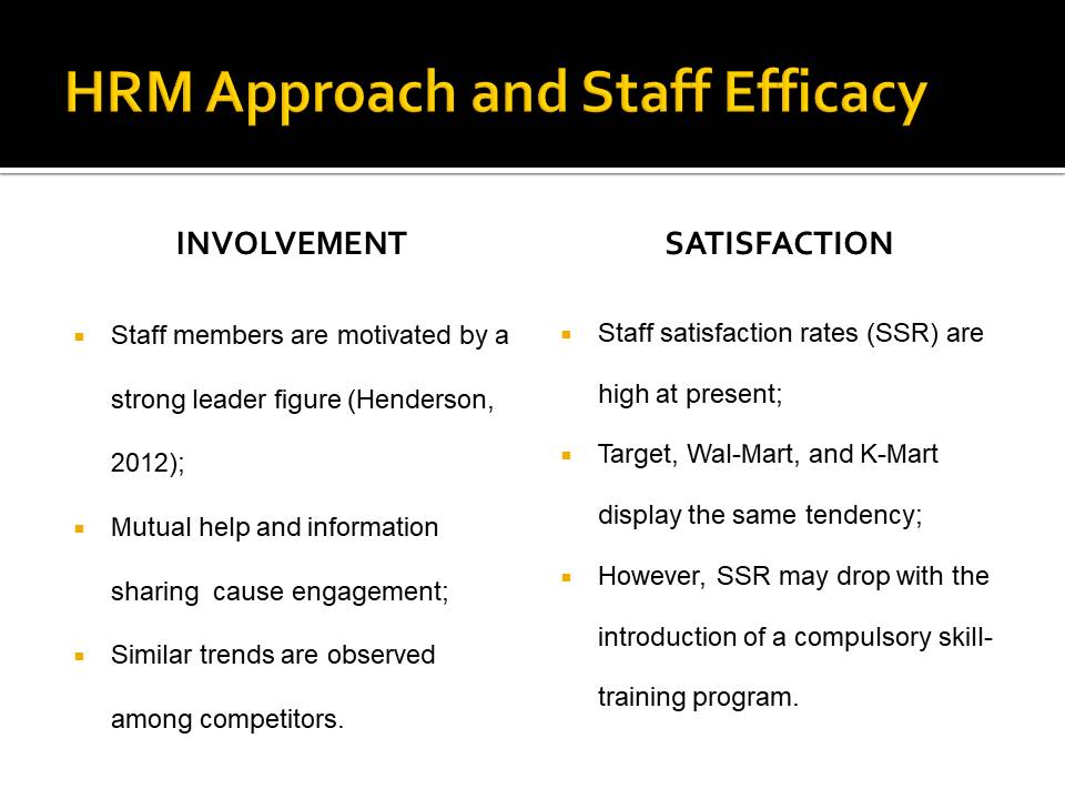 HRM Approach and Staff Efficacy