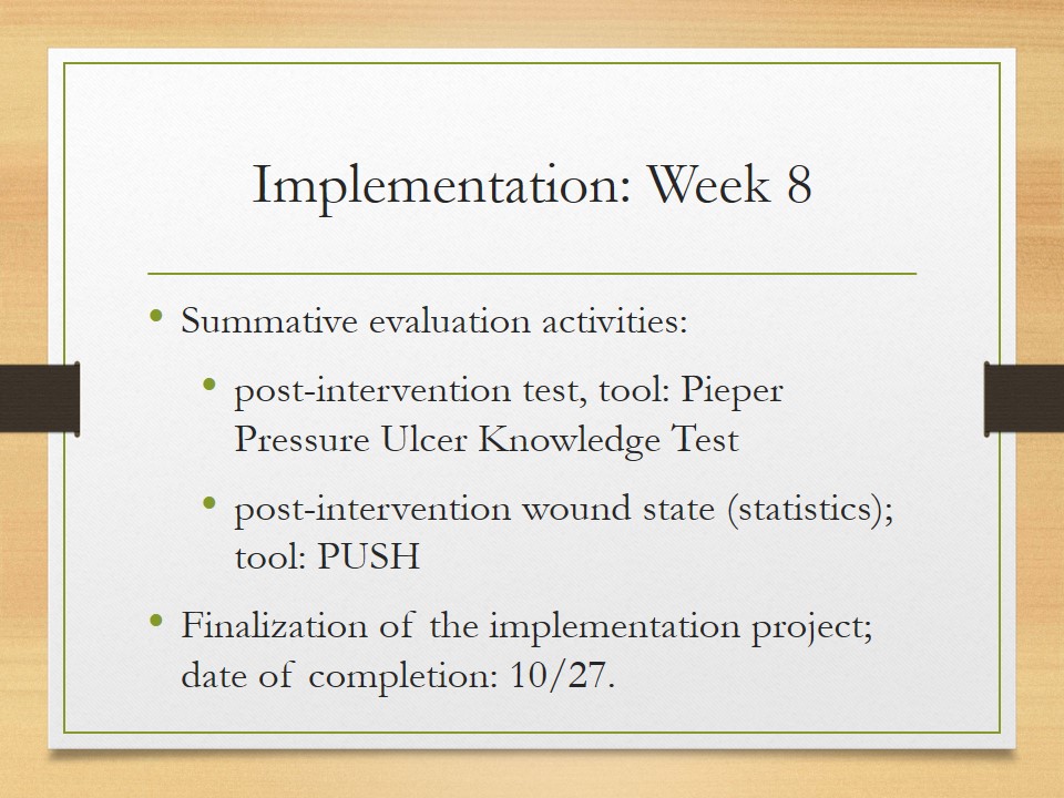 Implementation: Week 8