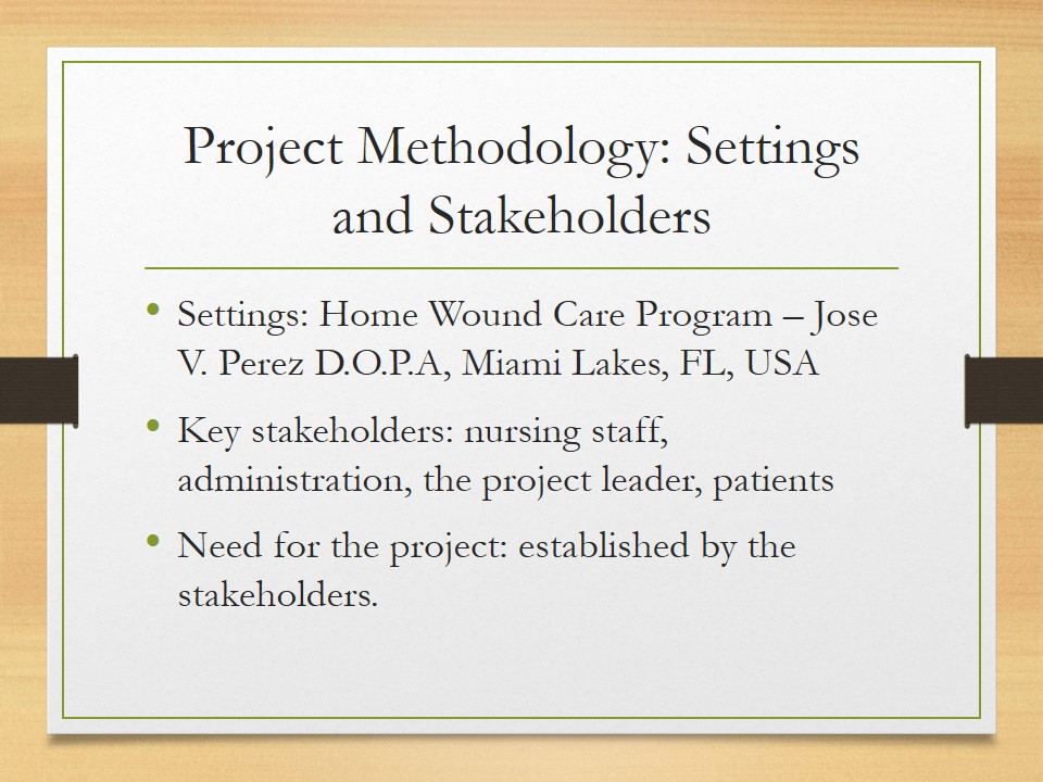 Project Methodology: Settings and Stakeholders
