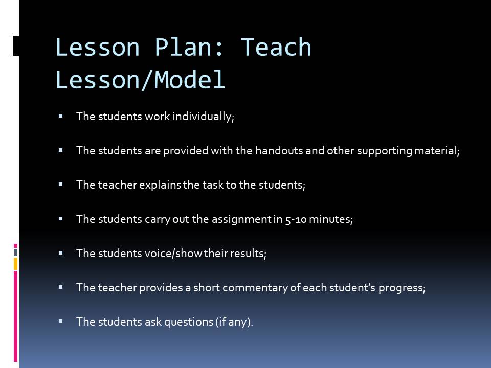 Lesson Plan: Teach Lesson/Model