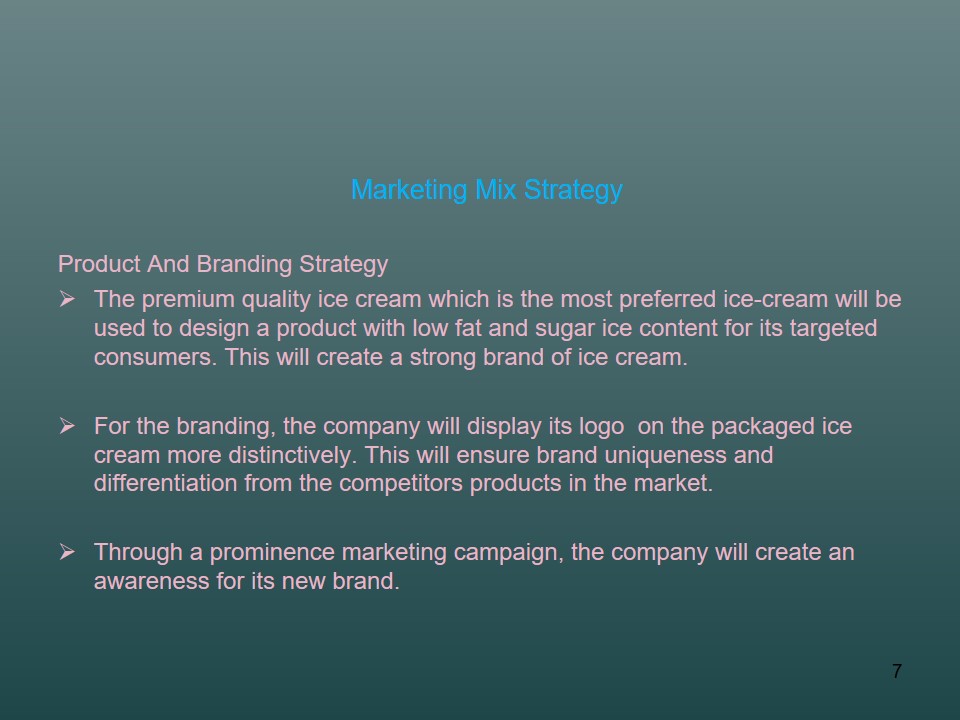 Marketing Mix Strategy