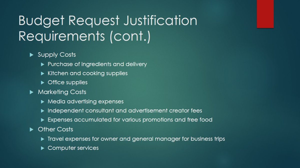 Budget Request Justification Requirements