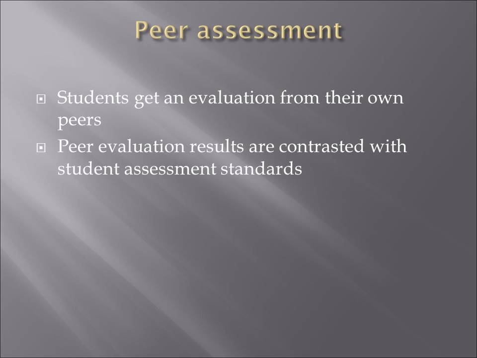 Peer assessment
