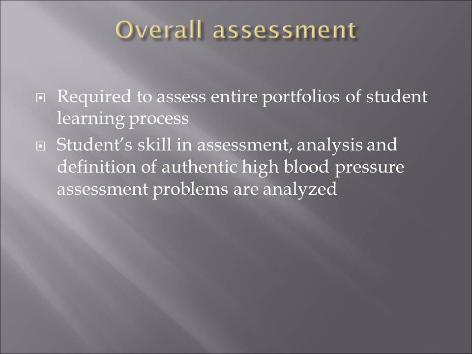 Overall assessment