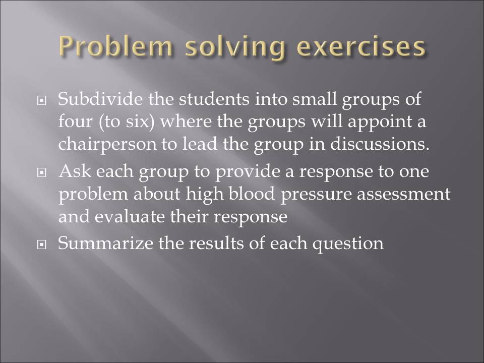 Problem solving exercises
