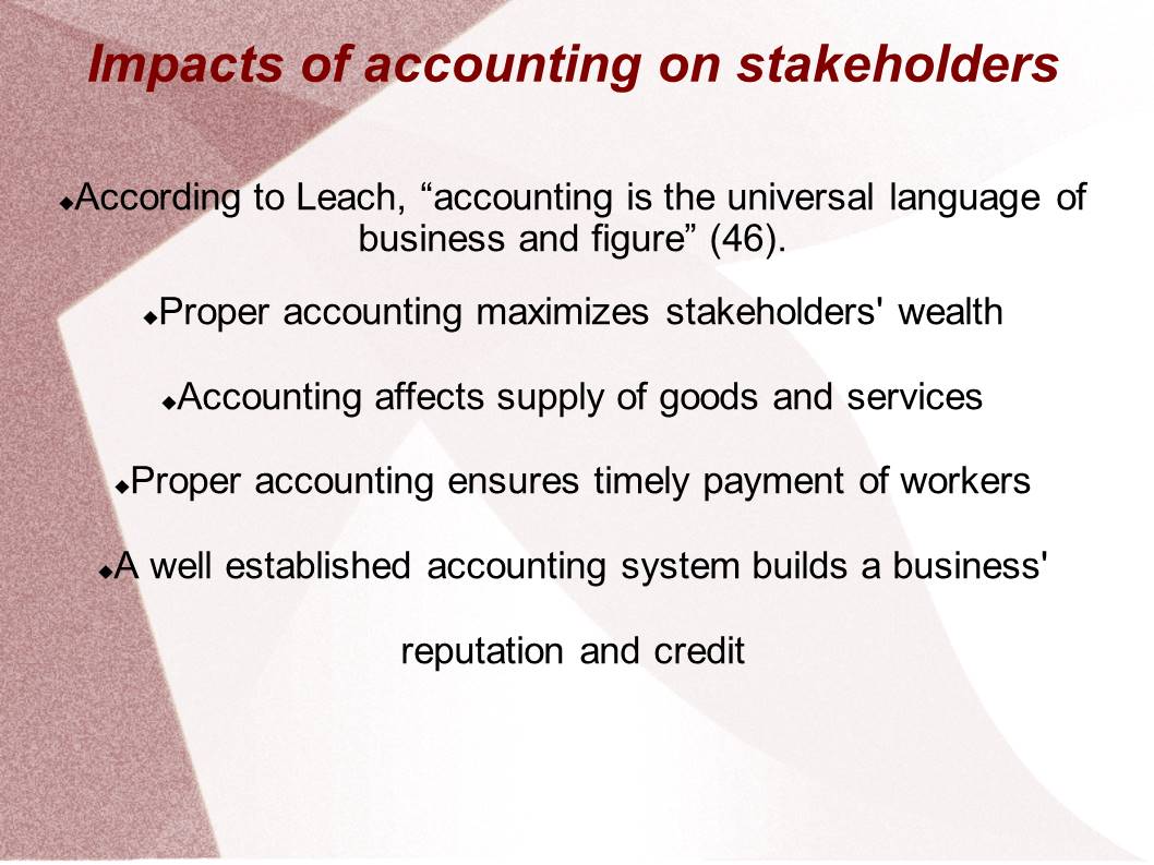 Impacts of accounting on stakeholders
