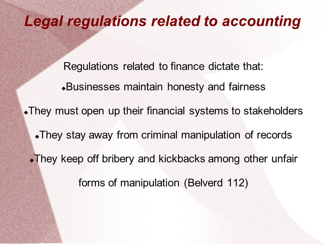 Legal regulations related to accounting