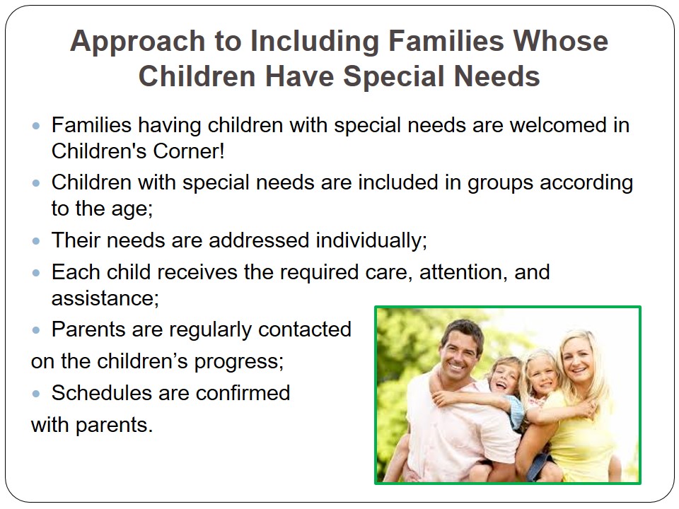 Approach to Including Families Whose Children Have Special Needs