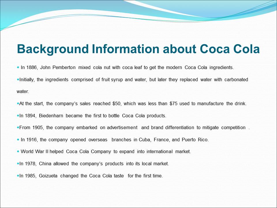 Background Information about Coca Cola