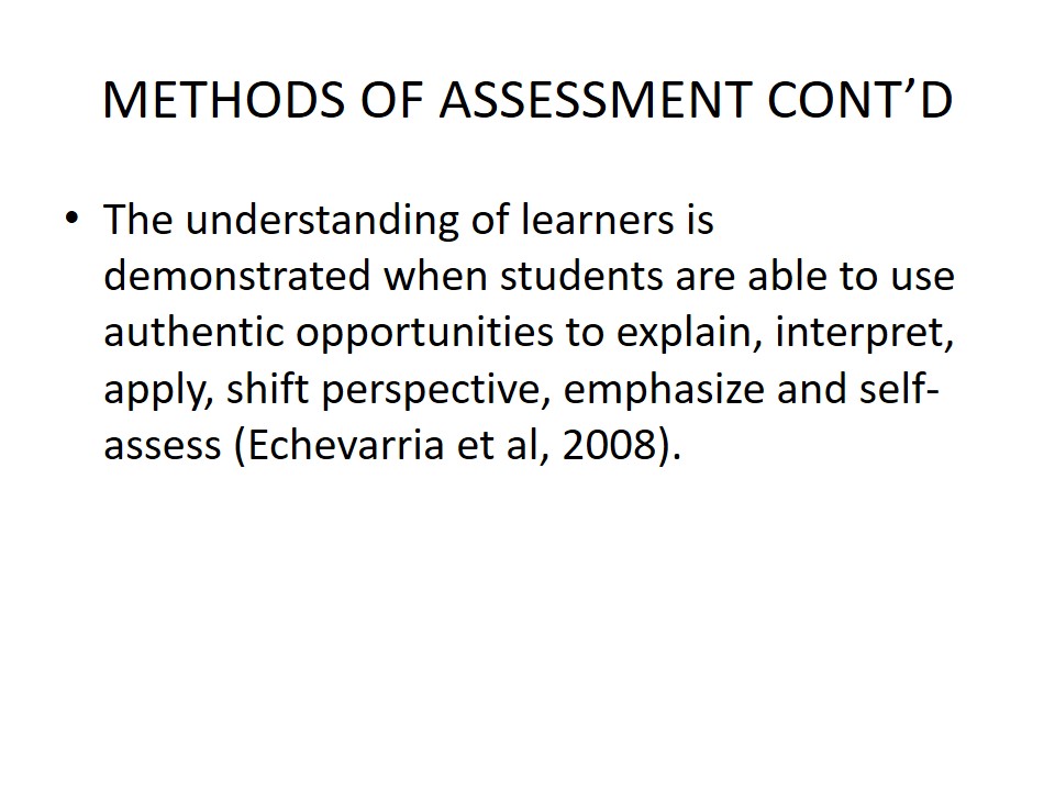 Methods of Assessment