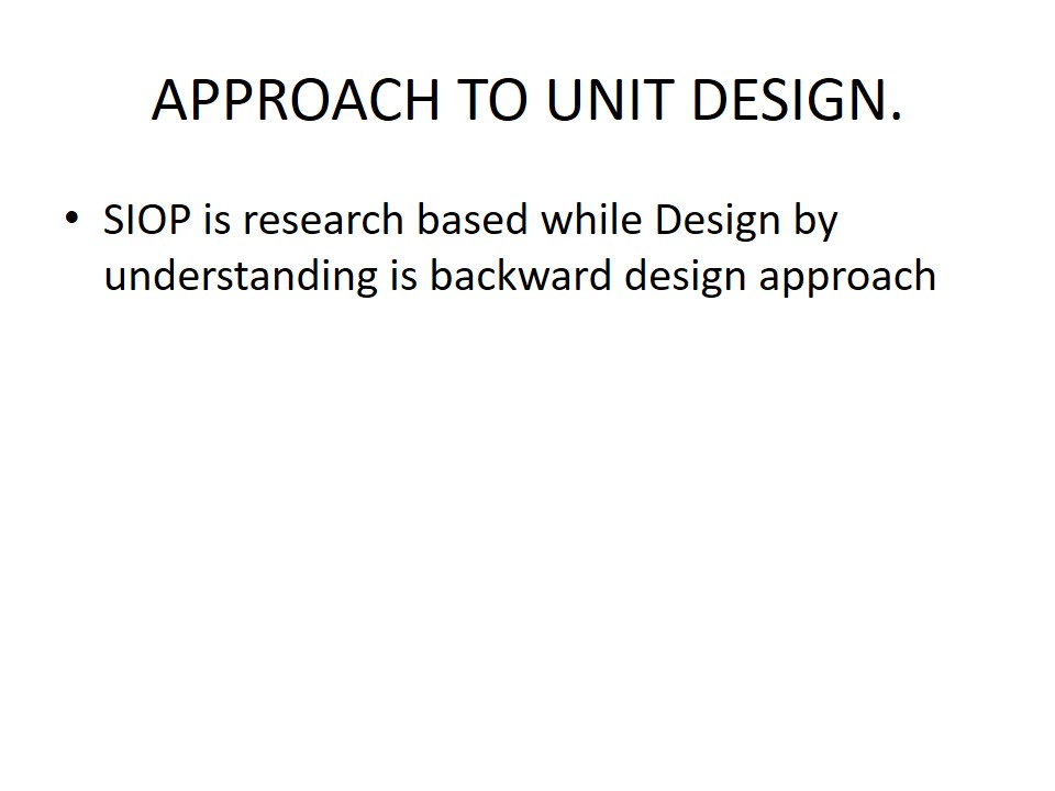 Approach to Unit Design
