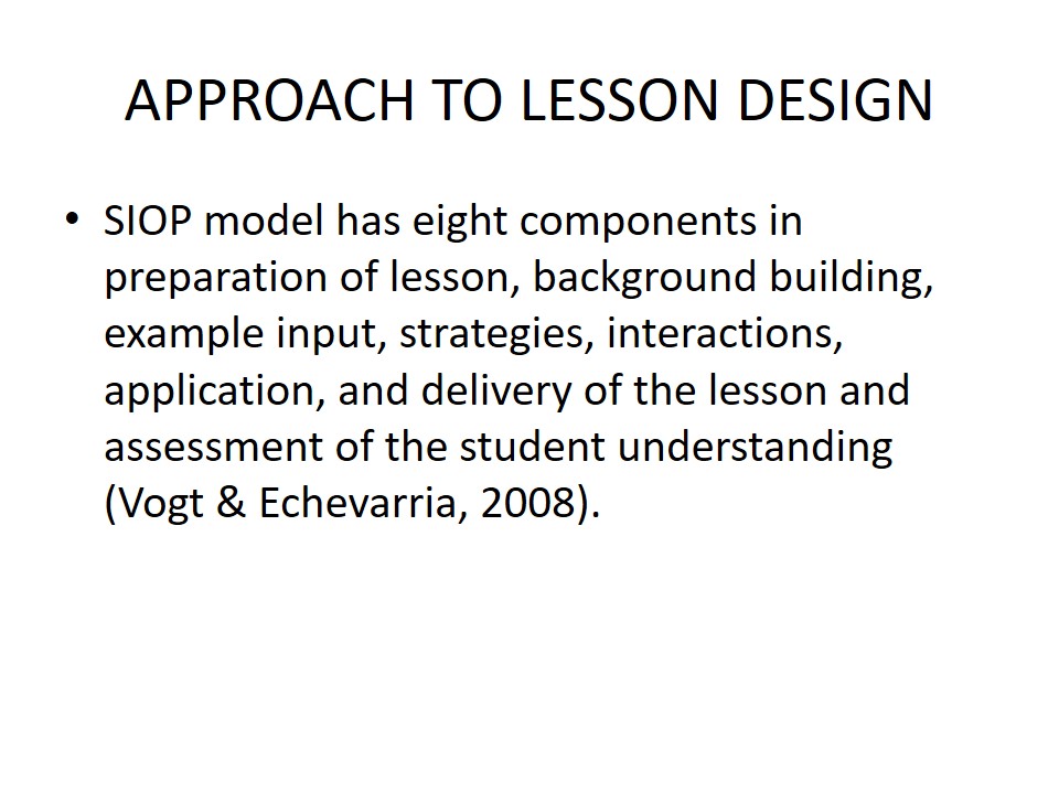 Approach to Lesson Design