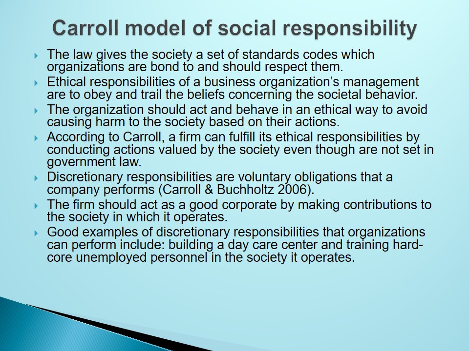 Carroll model of social responsibility