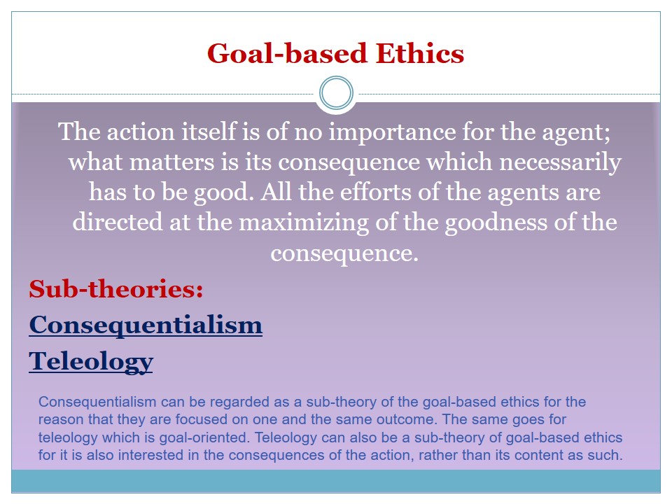 Goal-based Ethics