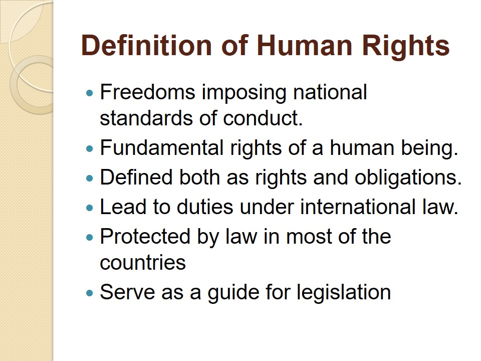 Definition Of Human Rights 693 Words Presentation Example