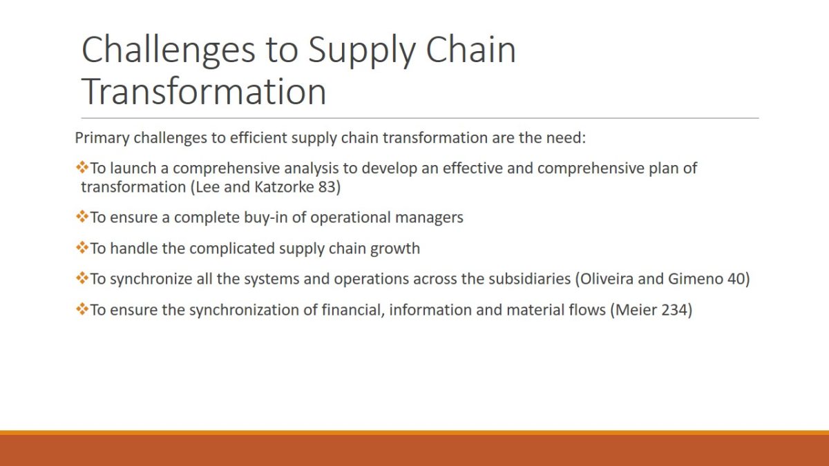Challenges to Supply Chain Transformation