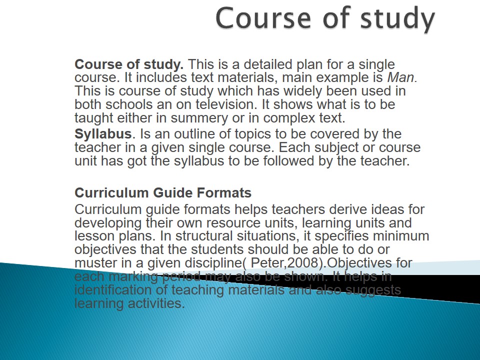 Course of study