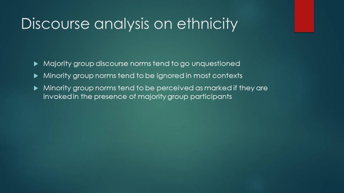 Discourse analysis on ethnicity
