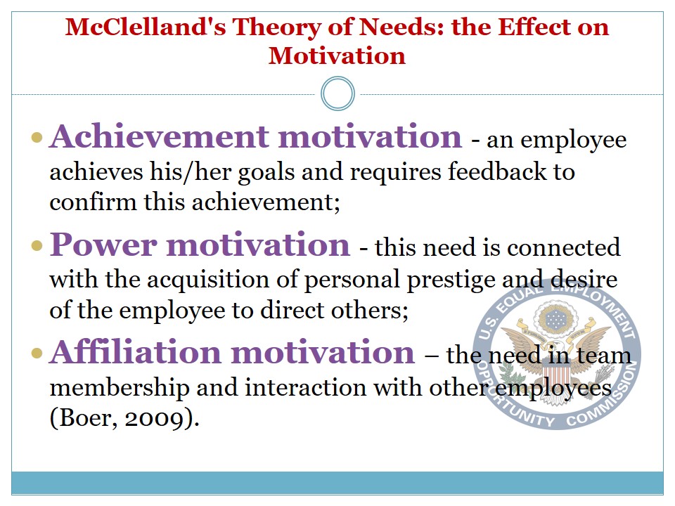 McClelland's Theory of Needs: the Effect on Motivation