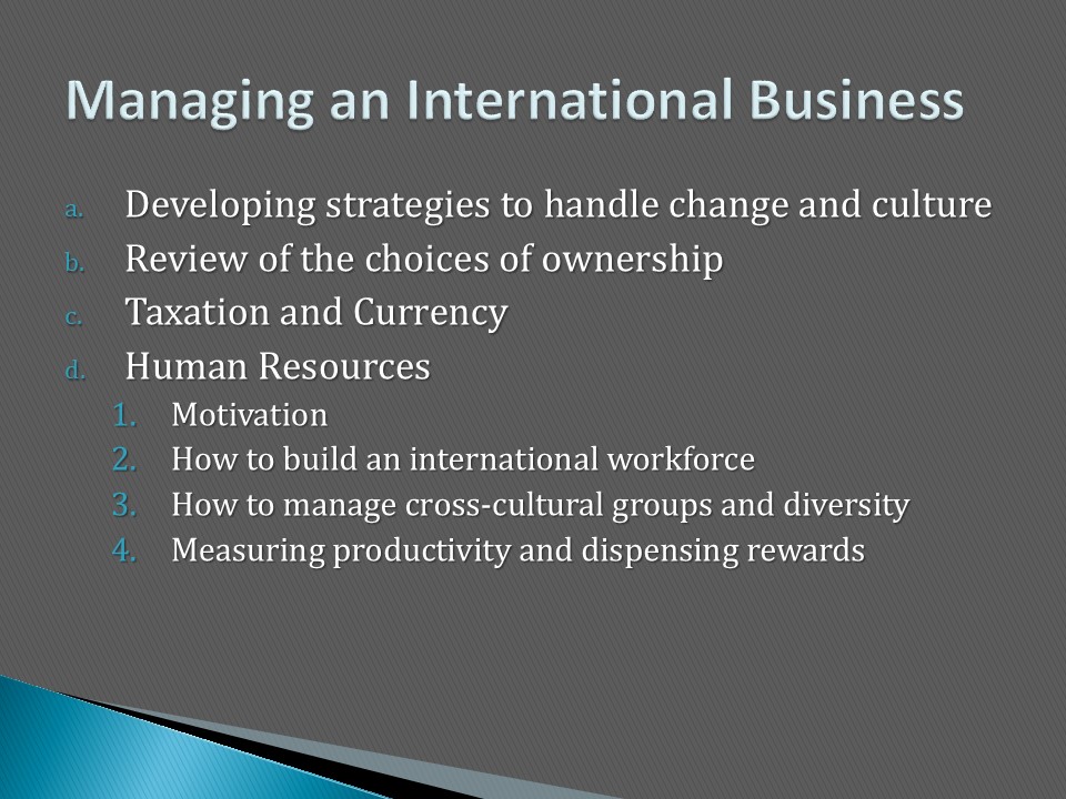 Managing an International Business