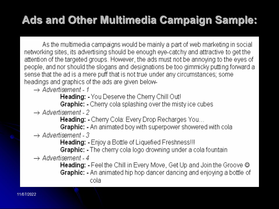 Ads and Other Multimedia Campaign Sample.