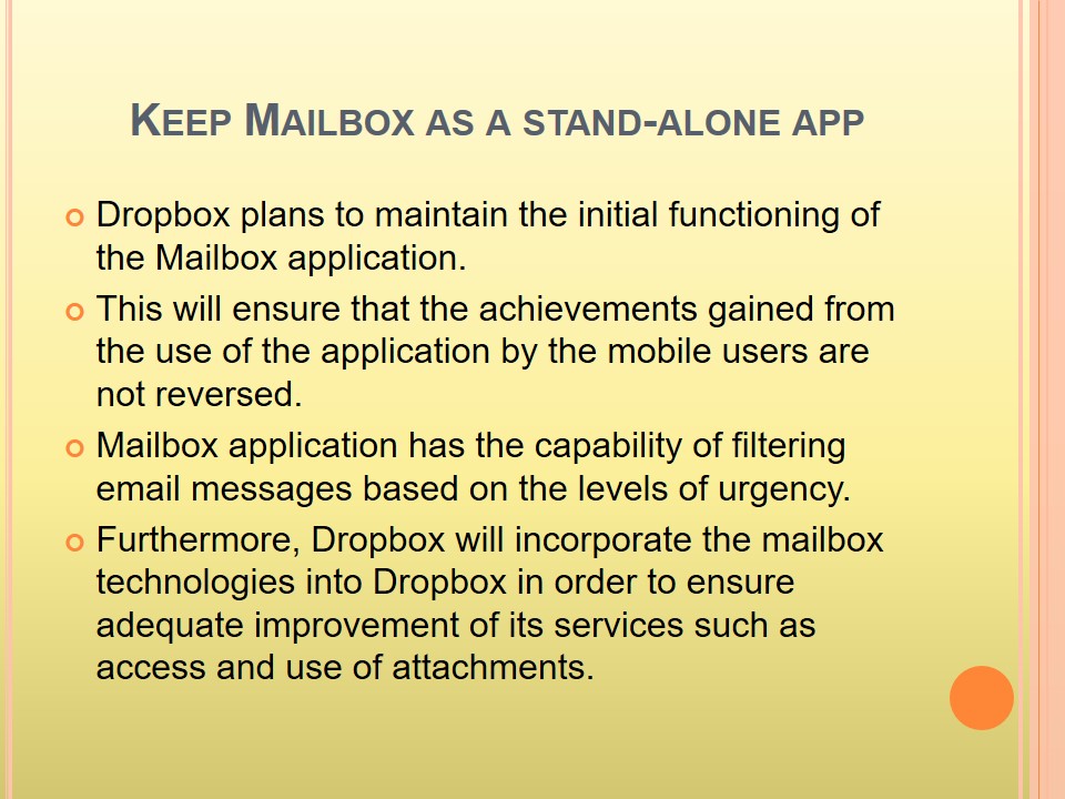 Keep Mailbox as a stand-alone app