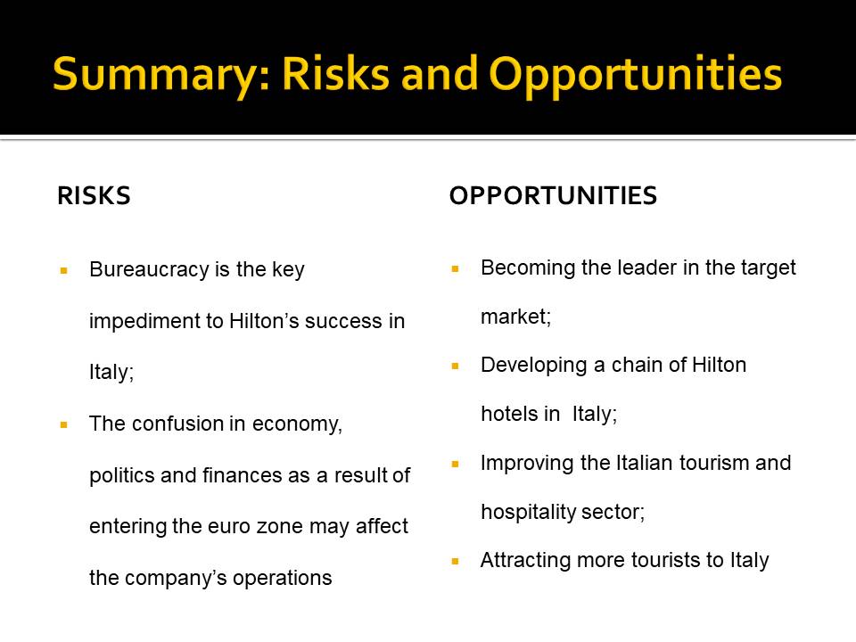 Summary: Risks and Opportunities