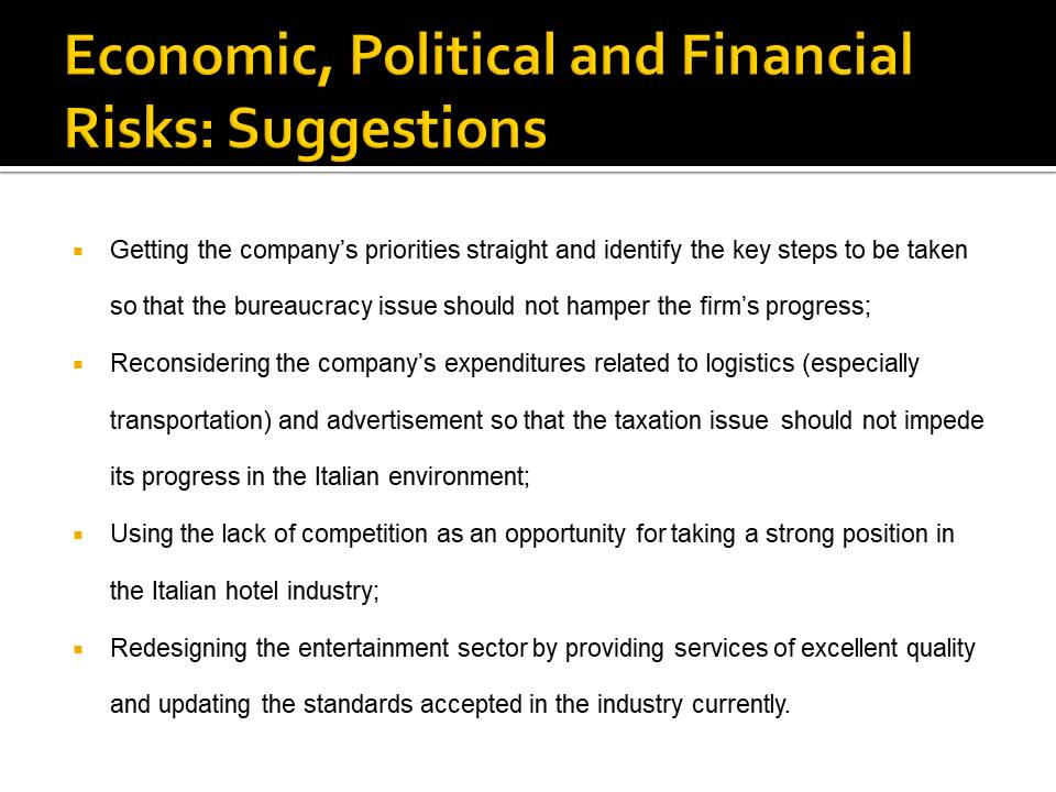 Economic, Political and Financial Risks: Suggestions