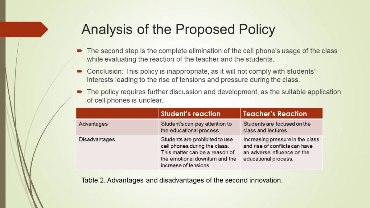Analysis of the Proposed Policy