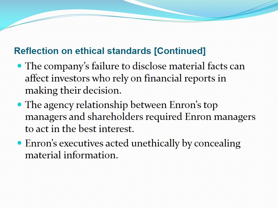Reflection on ethical standards